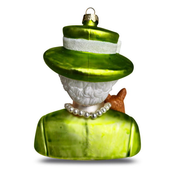 Naked Decor Exclusive: Women We Admire- UK Queen Elizabeth Green Dress w. Corgi Ornament - Image 2