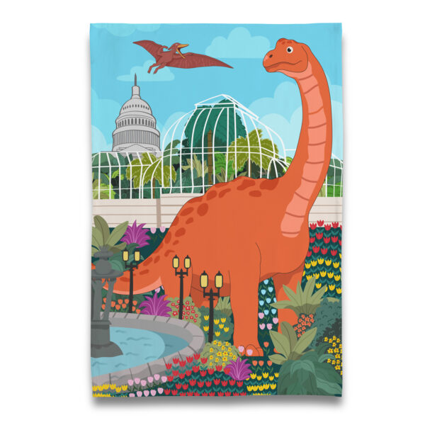 Dinosaur at Botanical Garden Tea Towel